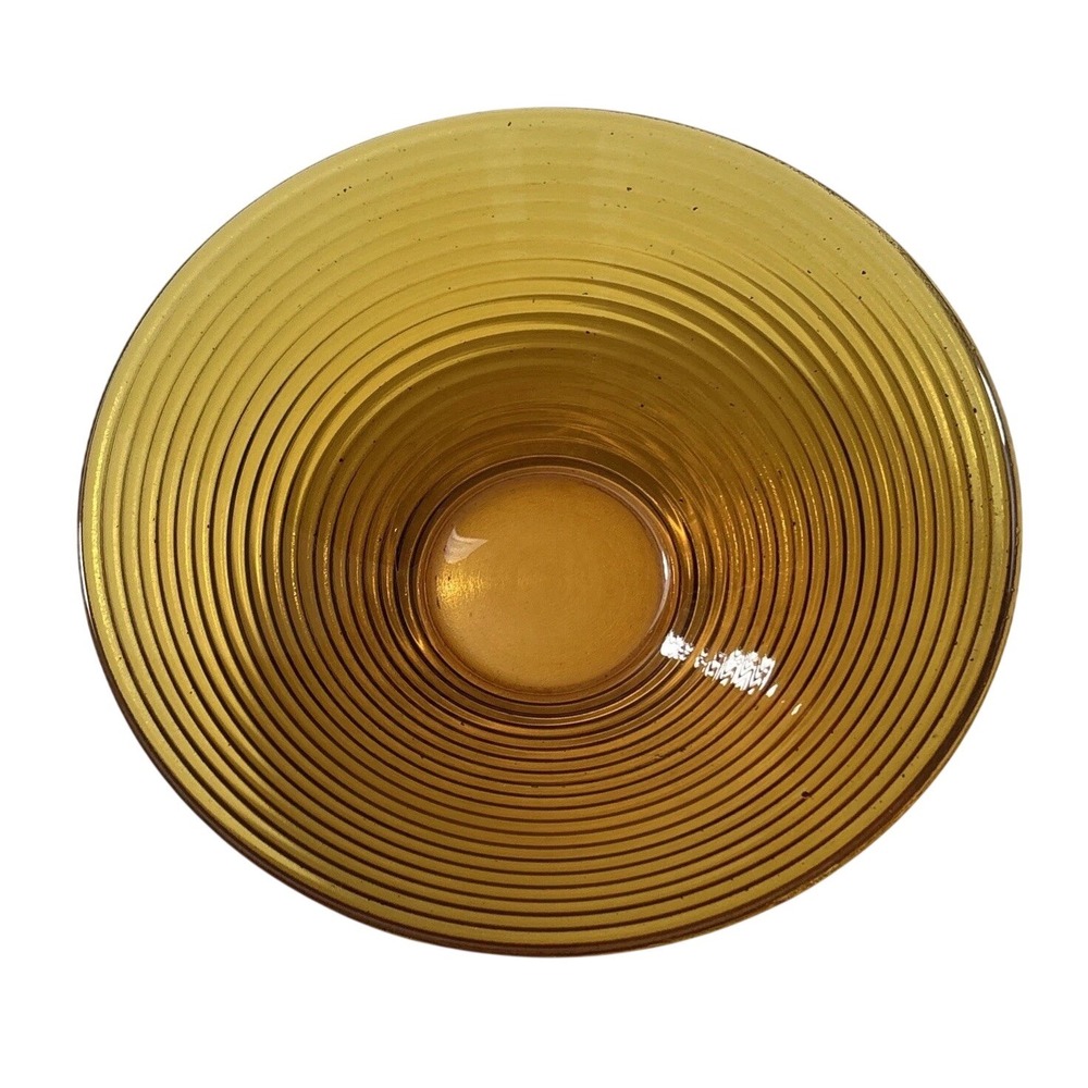 1960s Amber Imperial Glass Bowl Mid Century Modern Retro Art Concentric Circle